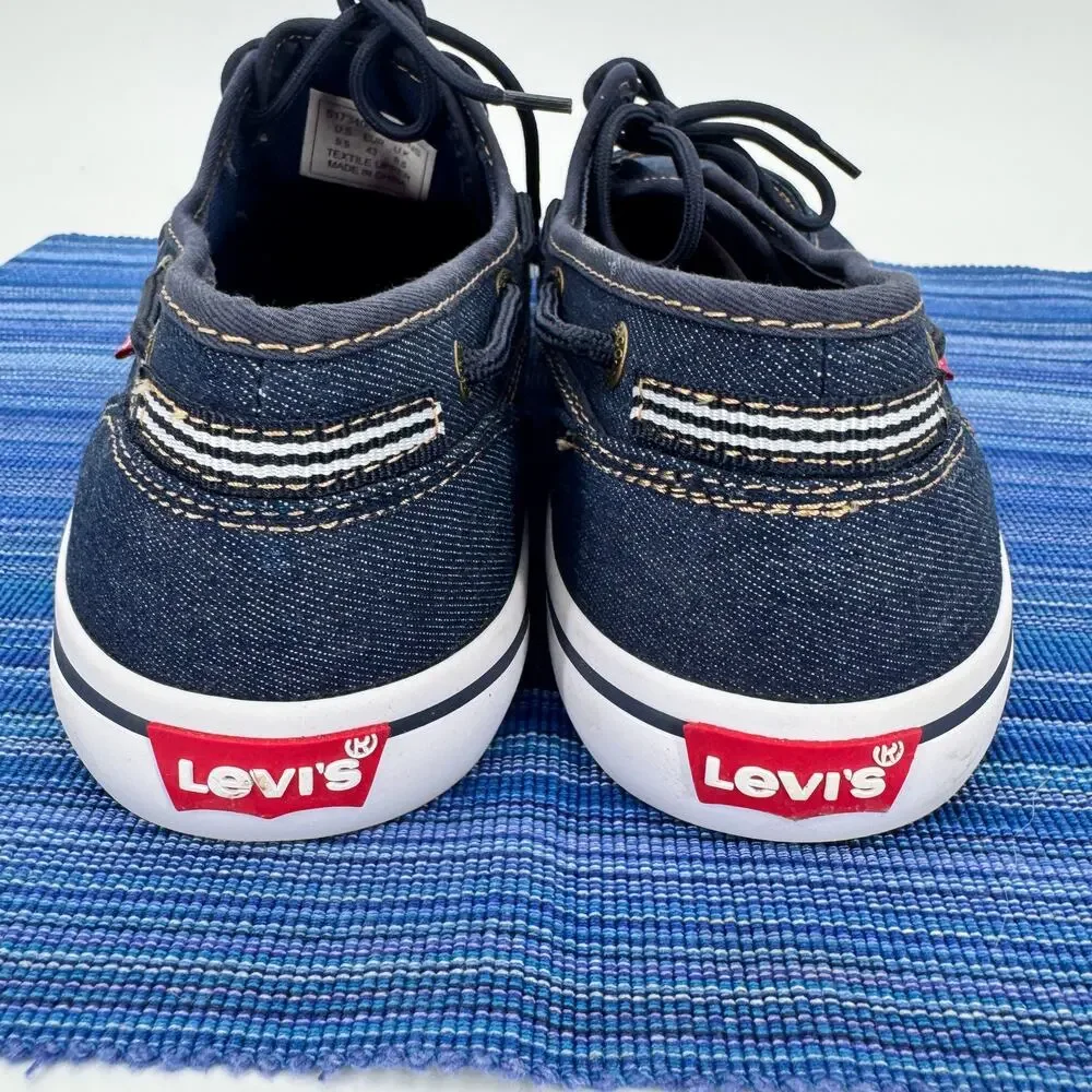 Levi's Boat Shoes Mens‎ 9.5 EUR 43 Coastal Nautical Blue Lace Up GREAT CONDITION